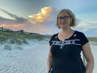 On a Florida beach under Florida skies.