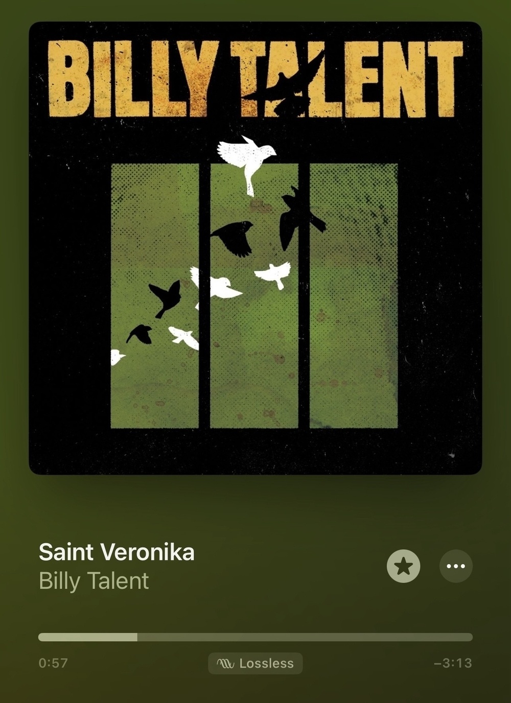 Screen shot of Saint Veronika by Billy Talent, playing on my phone