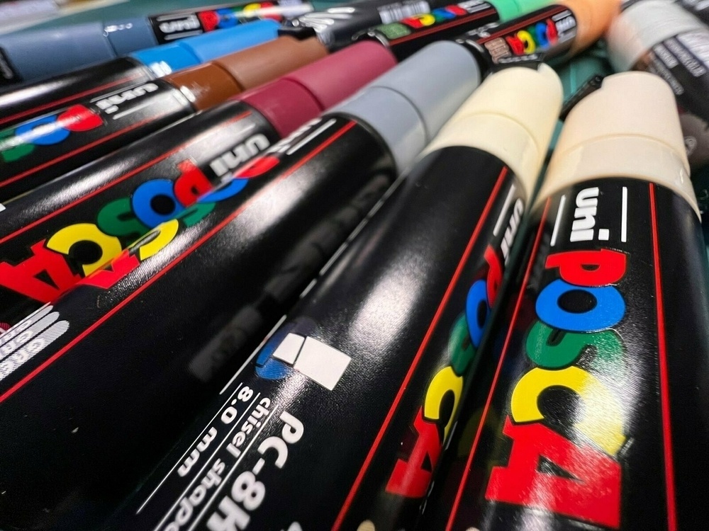 A close up view of some posca pens 