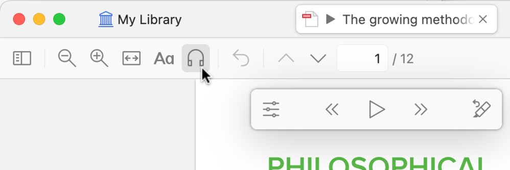 The new Read Aloud button in the Zotero reader toolbar