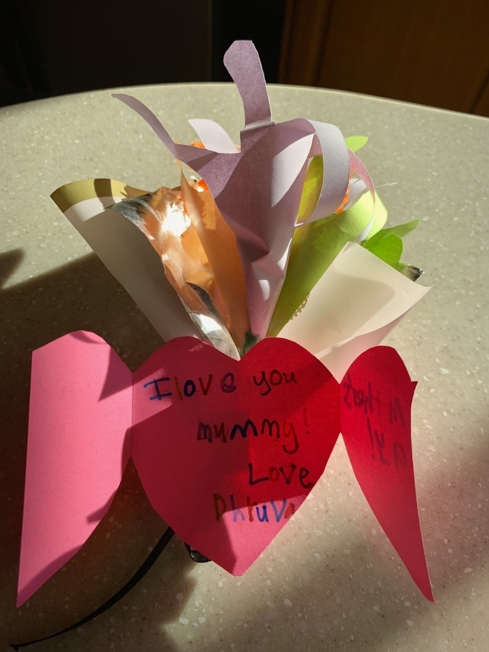 A Mother’s Day bouquet made out of flowers.