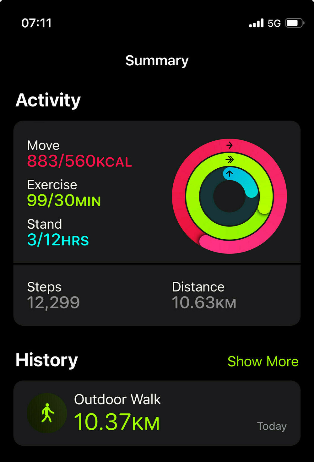 Apple Fitness activity information 