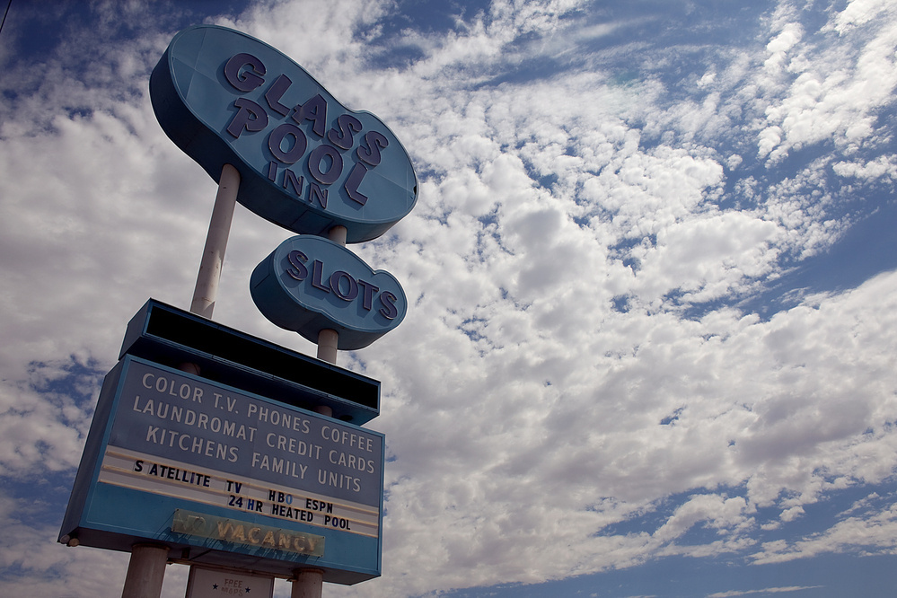 A motel&rsquo;s sign. And sky.