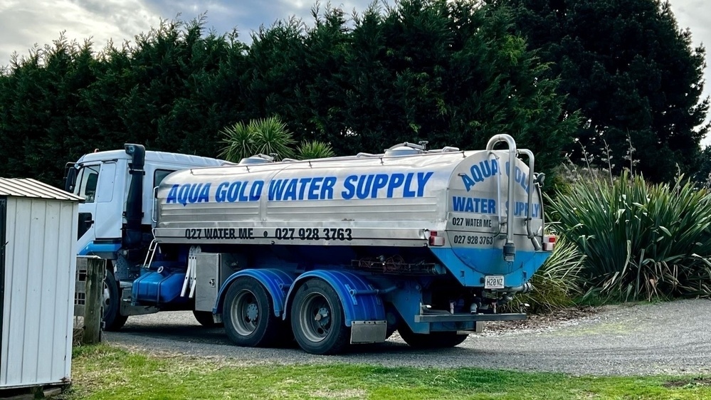 Aquagold water supply tanker at the gate. 
