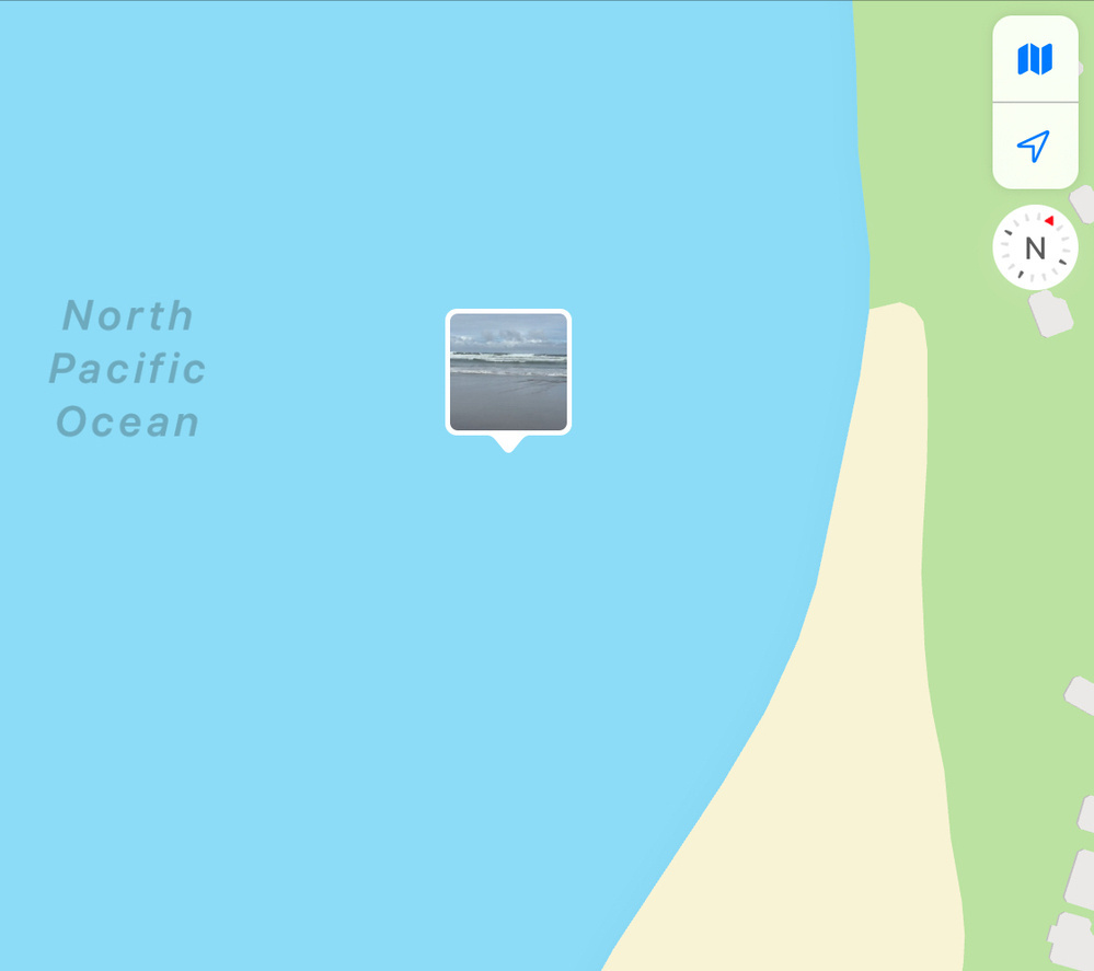 Screenshot of map showing video location in the middle of the water
