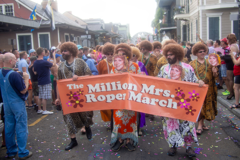 A group of men dressed up as Mrs. Roper at Southern Decadence parade - Olympus E-M5