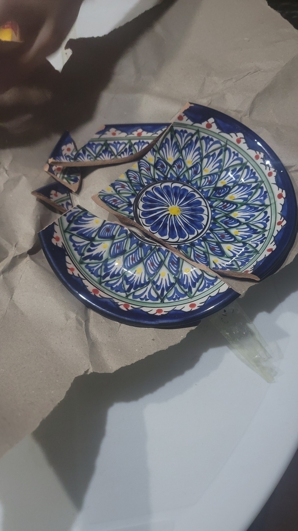broken painted ceramic plate