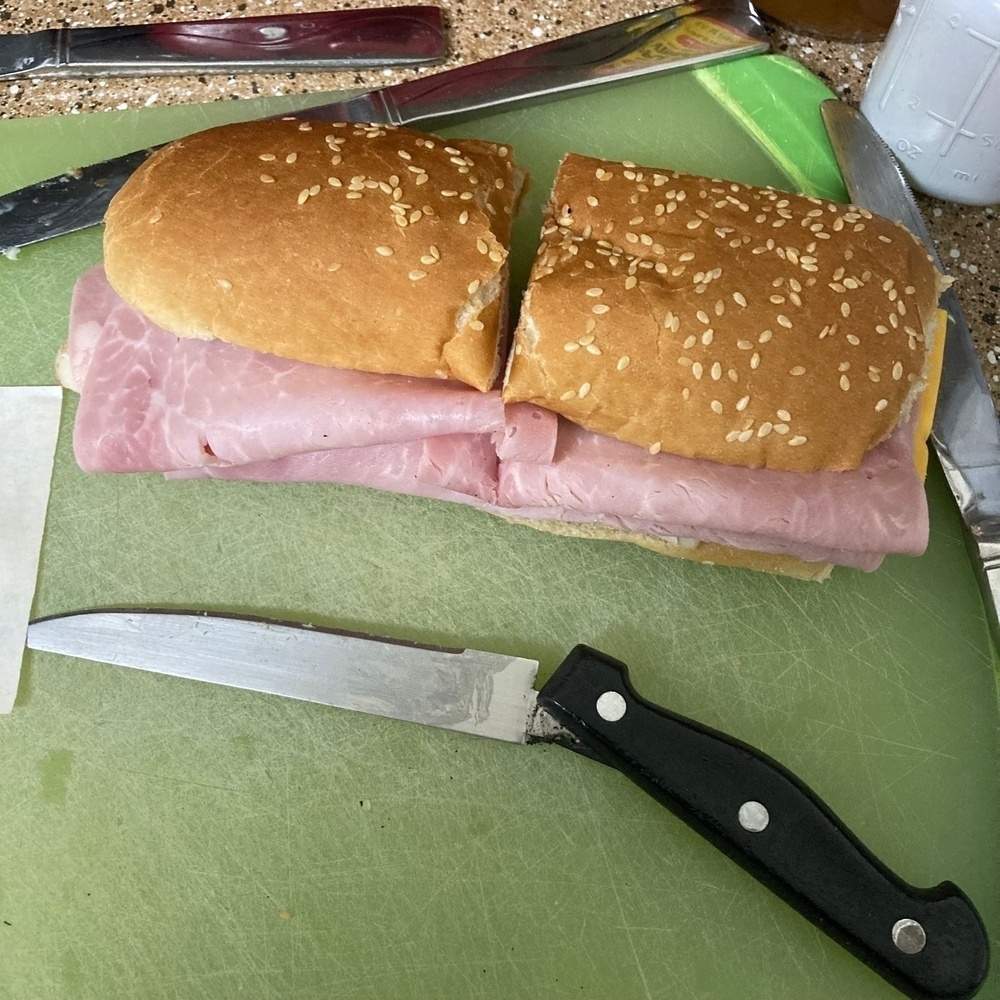 Broken knife in sandwich 