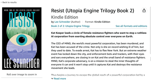 The view on Amazon as the novel Resist goes into pre-sales mode.