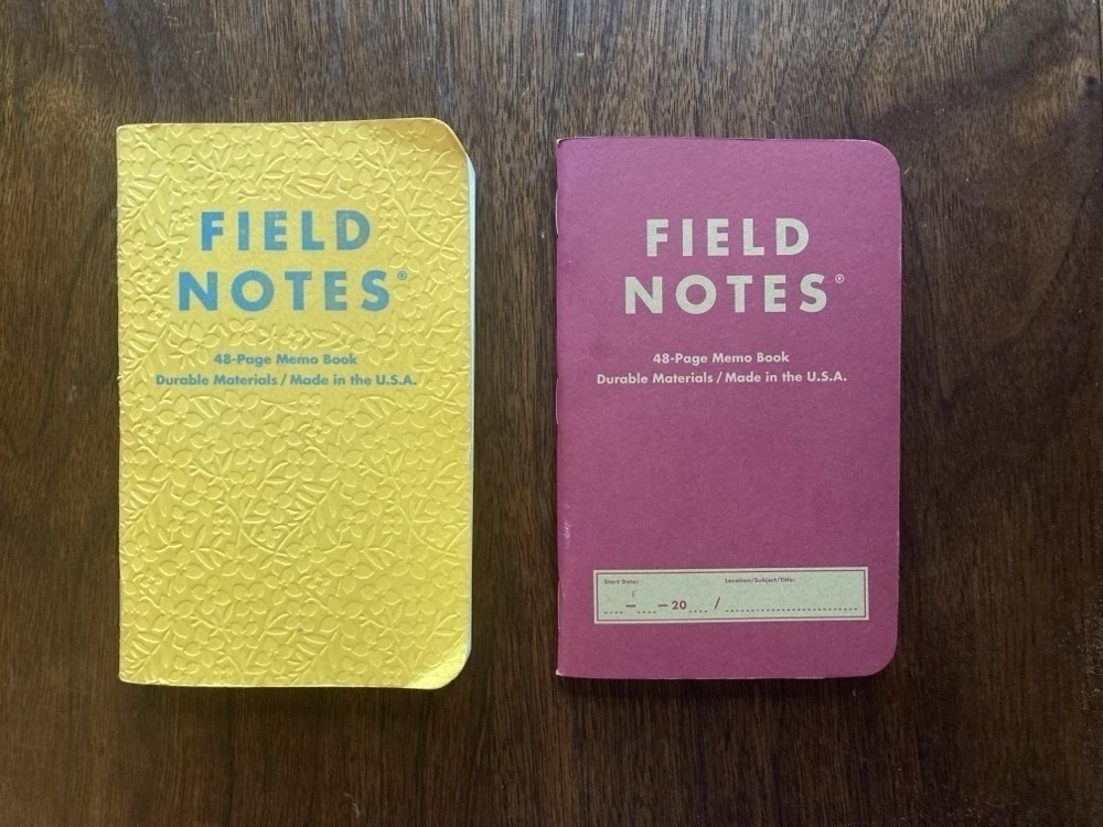 Two Field Notes memo books side by side: one used, one new