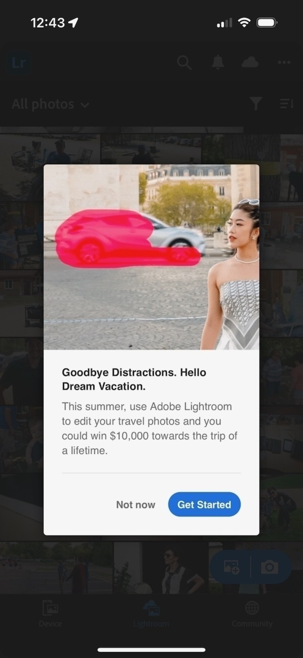 Pop up "ad" in Lightroom on my iPhone.