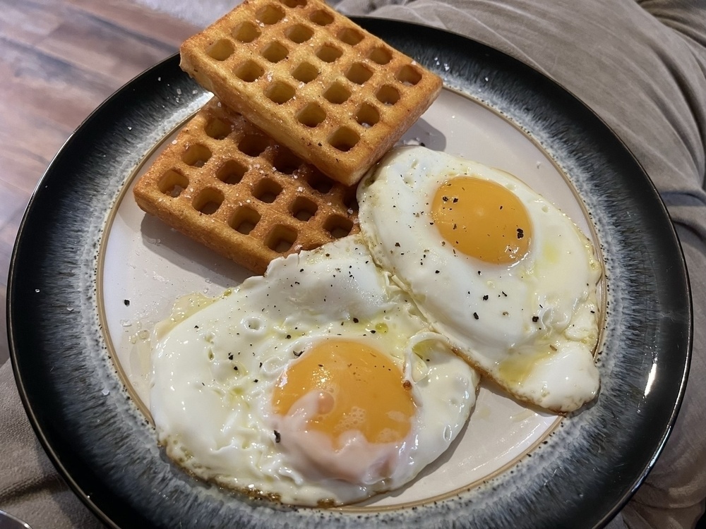 Waffles and eggs