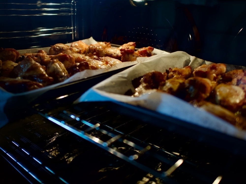 Food roasting in an oven