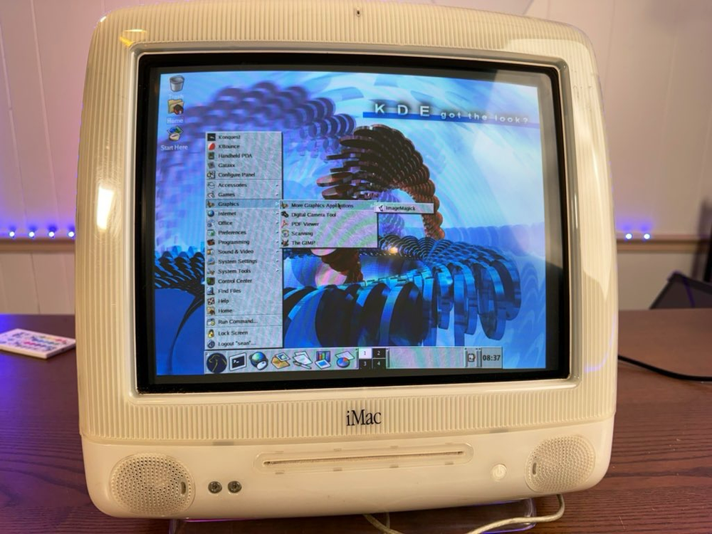 An iMac g3 running an early version of KDE