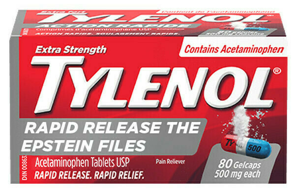 A photo of a box of tylenol rapid release but with the name 
