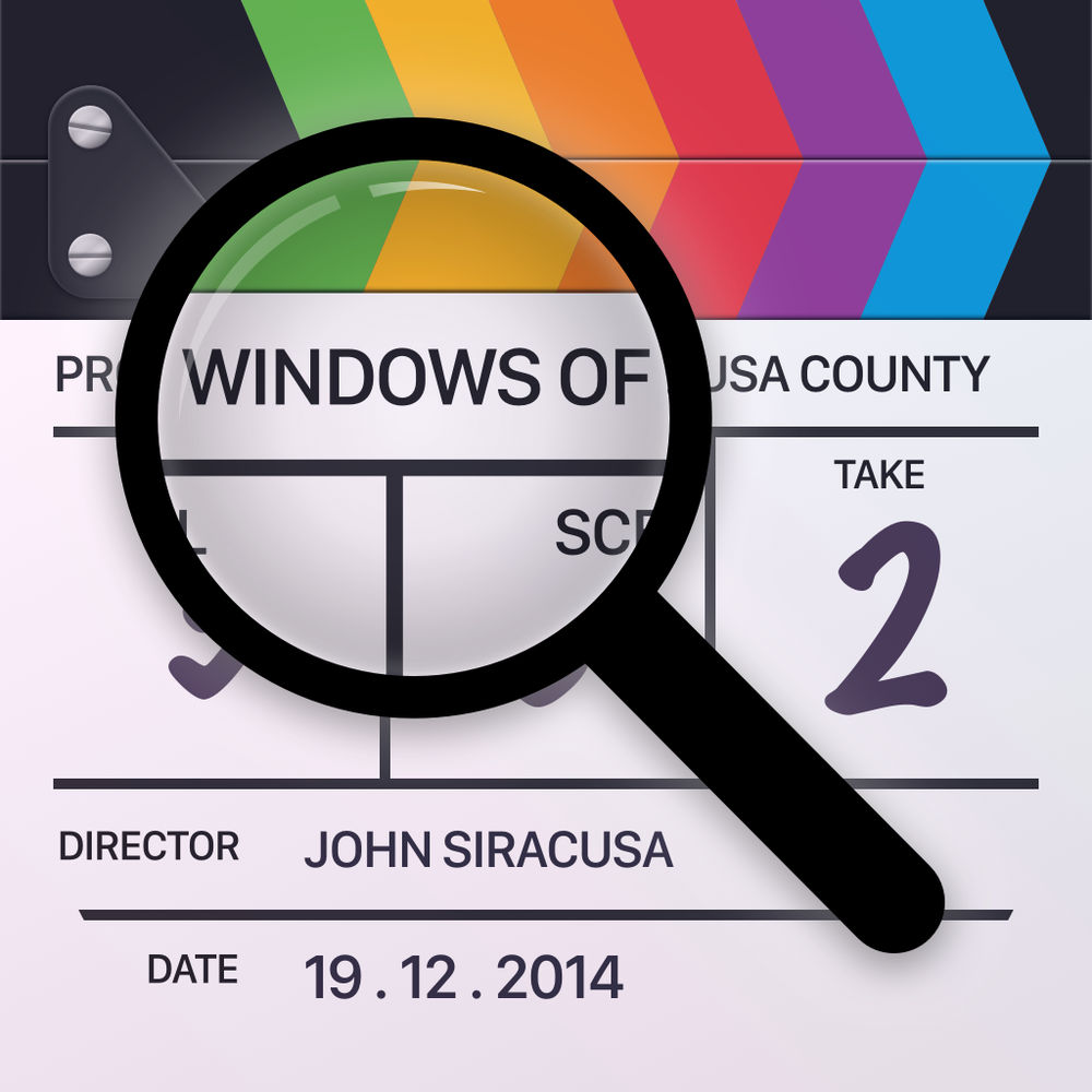 A clapperboard showing a title of “The Windows of Siracusa County”.