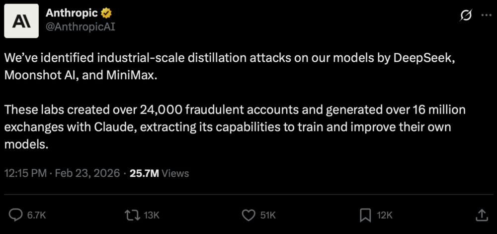 Anthropic whining about other AI companies ingesting their model data.
