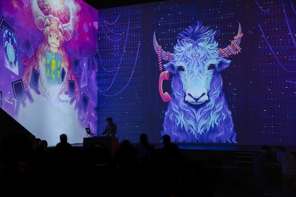 Mantic Minotaur & Yakkety Yak at the Ubuntu Summit Closing Party 2023 - https://ubuntu.com/blog/ubuntu-summit-2023-reflections - in Riga at the Digital Art House, https://digitalarthouse.eu/en shown with grandiose scale projections. (Thank you Mauro for the photos!)