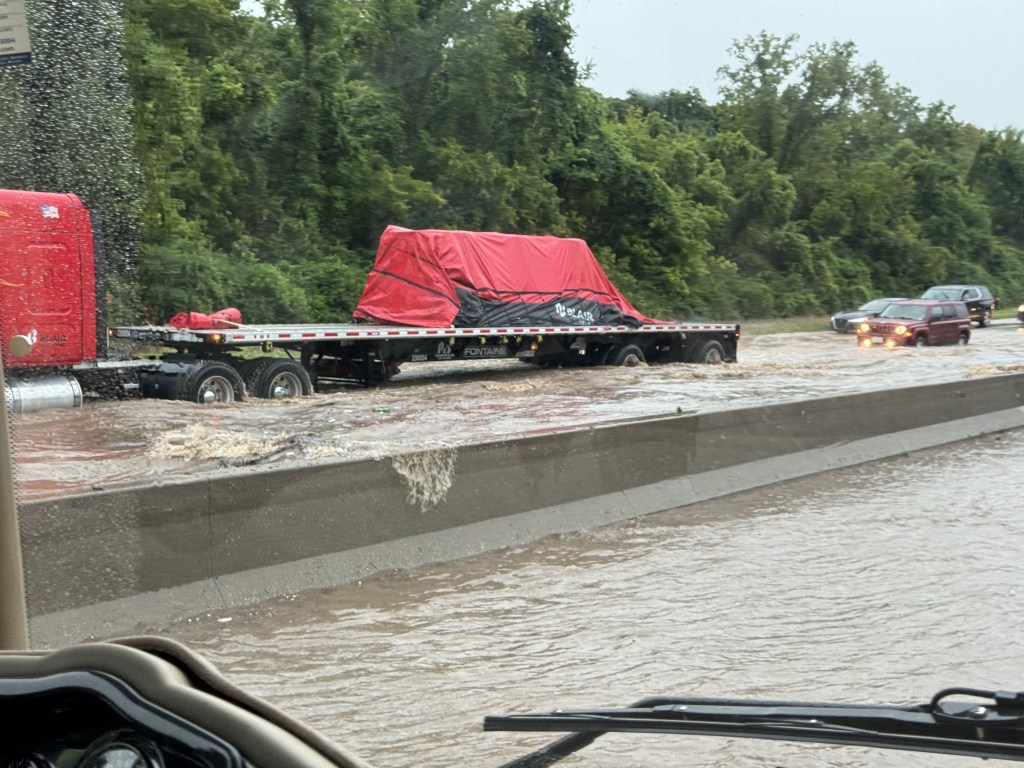 Flooded freeway