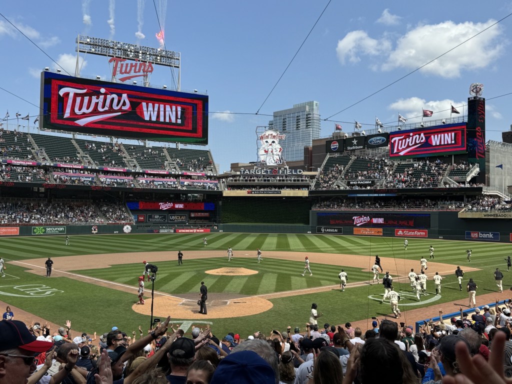 Twins ballpark celebrating a win