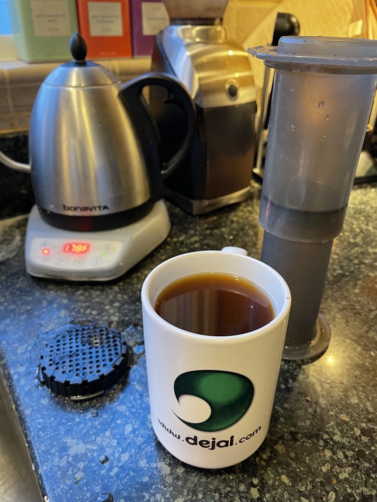 Black coffee in Dejal mug