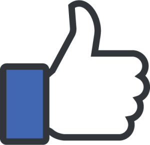 the iconic Facebook thumbs up icon featuring a hand and a blue sleeve