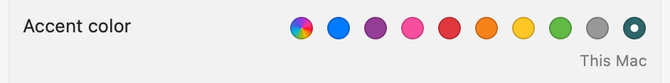 Accent color selection in macOS’ System Settings