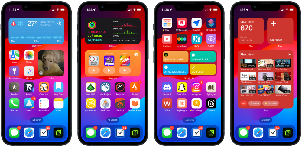 My four iPhone home screens.
