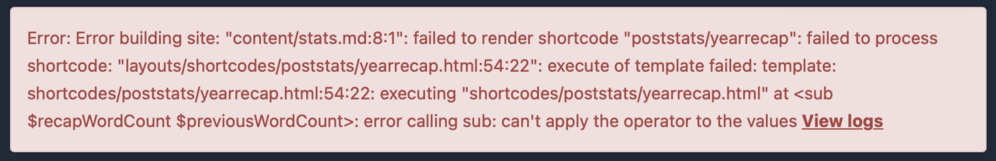 A screenshot of an error message in red text regarding the Post Stats plugin for Micro.blog.