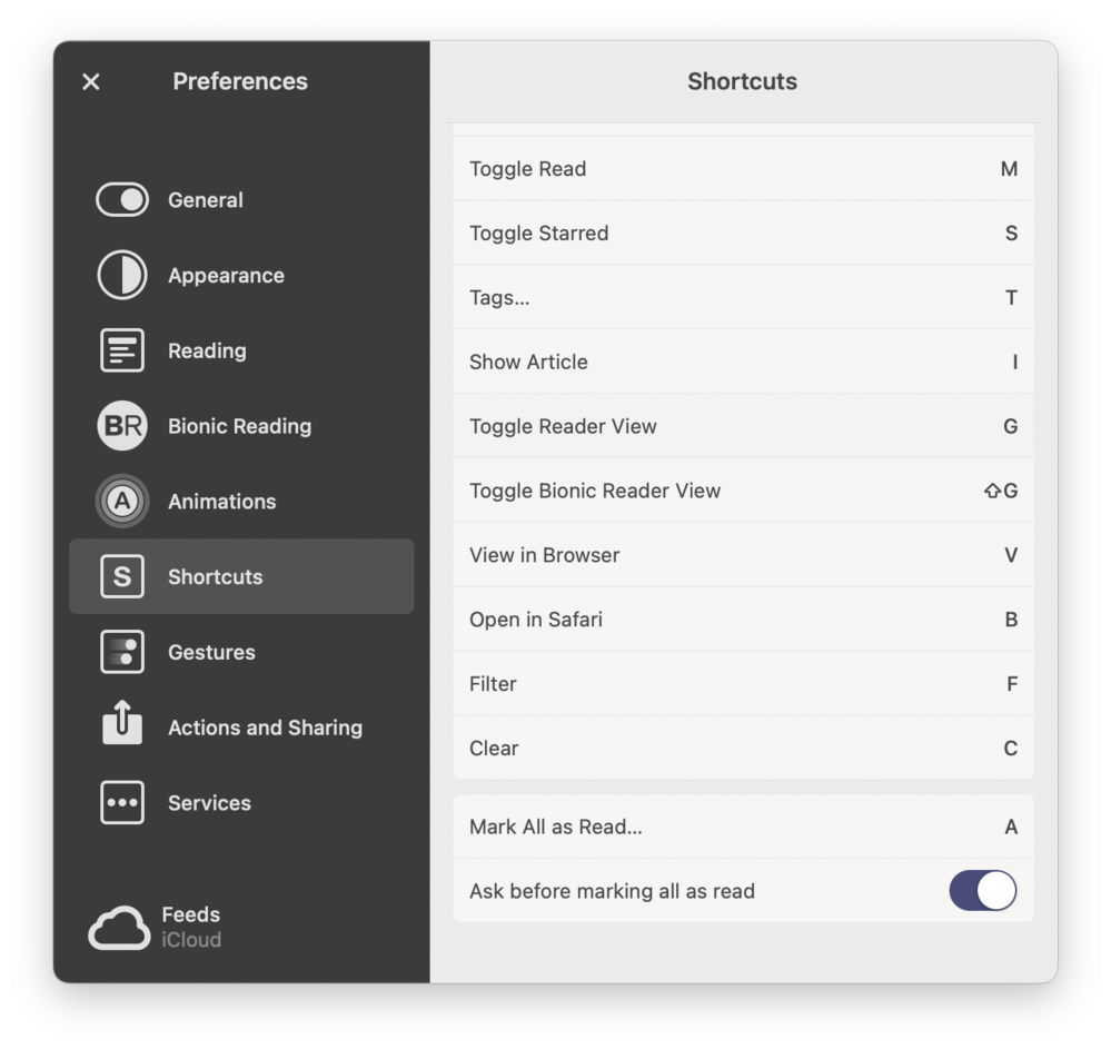 Reader keyboard shortcuts 2