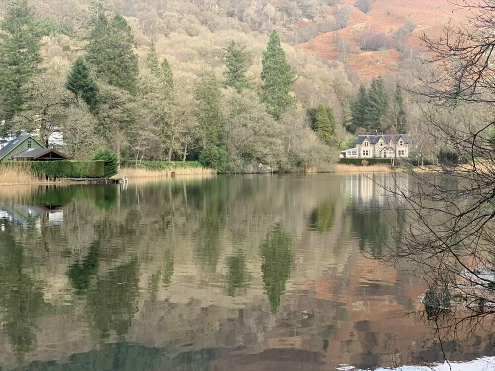 Loch Ard, house and trees reflected
