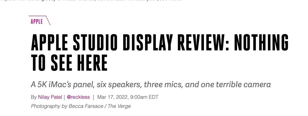 APPLE STUDIO DISPLAY REVIEW: NOTHING TO SEE HERE&10;A 5K iMac’s panel, six speakers, three mics, and one terrible camera