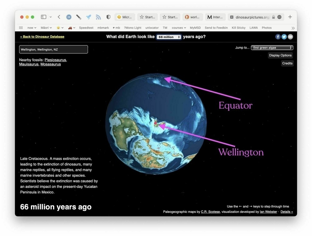 66 million years ago globe. 