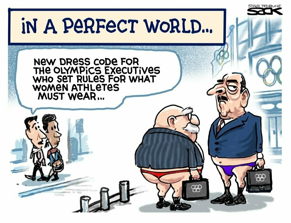 Editorial cartoon in the Star Tribune by Steve Sack: Olympics Dress Code (27 June 2021)