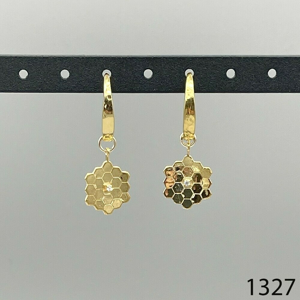 JWST earrings with hammered mirror-polished vermeil hooks