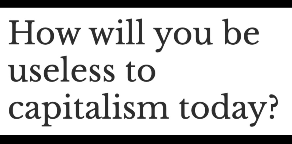 How will you be useless to capitalism today?