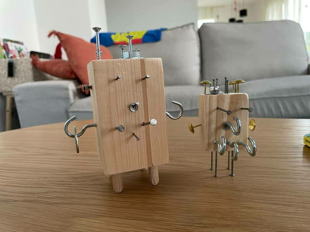Two robots — both made by my daughter.
