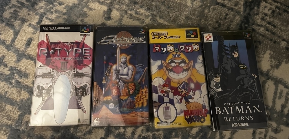 Super Famicom games in their boxes 