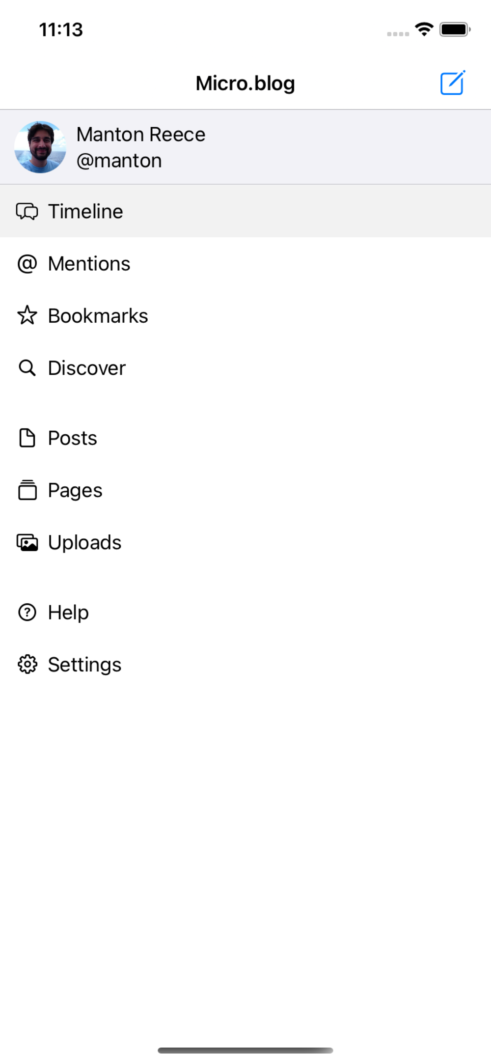 Menu screenshot with new icons