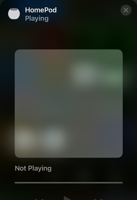 Screenshot of HomePod control saying it’s playing and not playing 