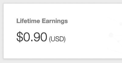 screenshot reading "Lifetime earnings - 90 cents"