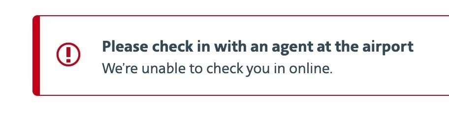 screenshot of website telling me they can't check me in for my flight tomorrow