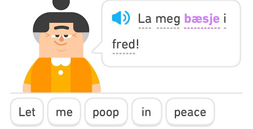 App Screenshot with the phrase “Let me poop in peace!” In English and Norsk