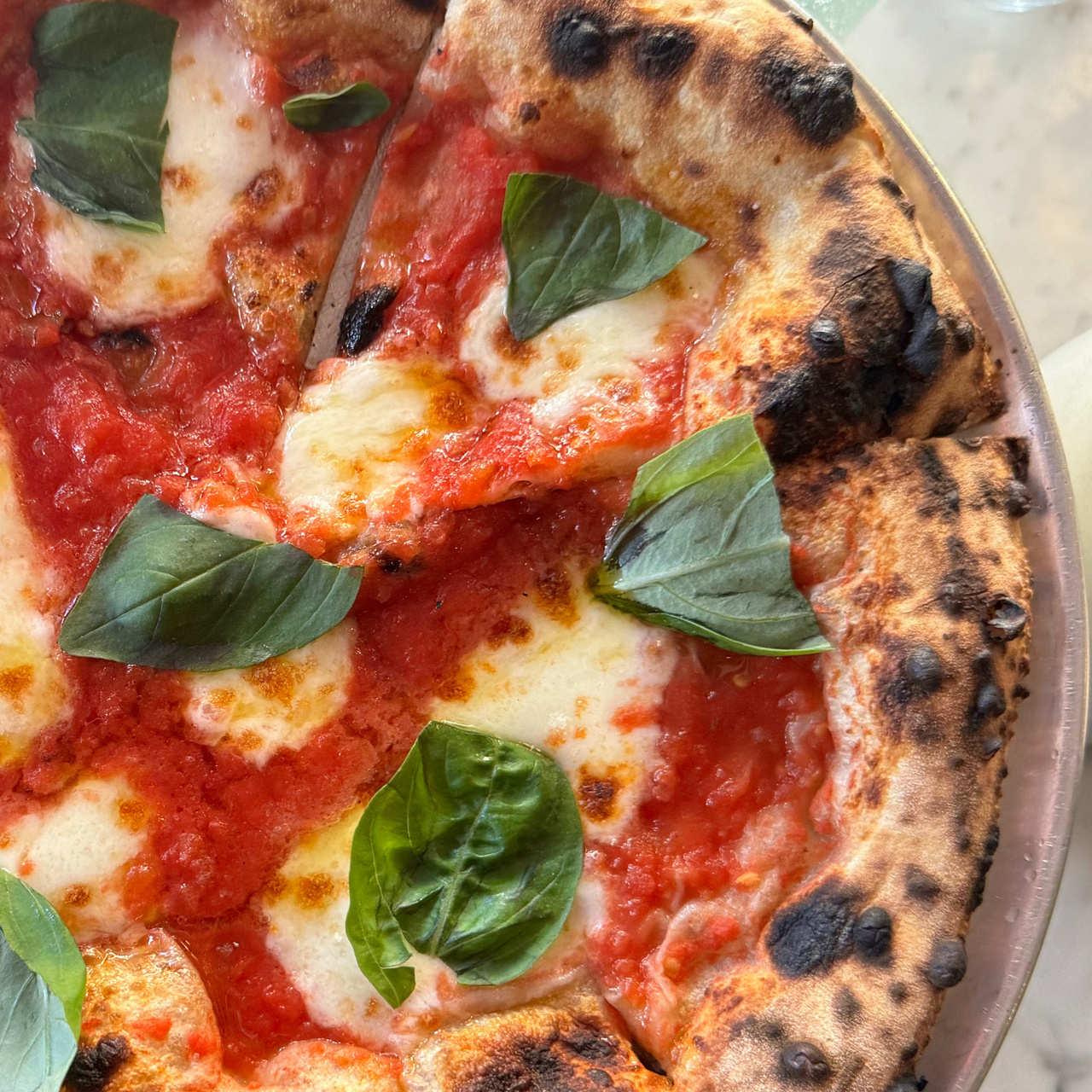 Margherita pizza with fresh basil